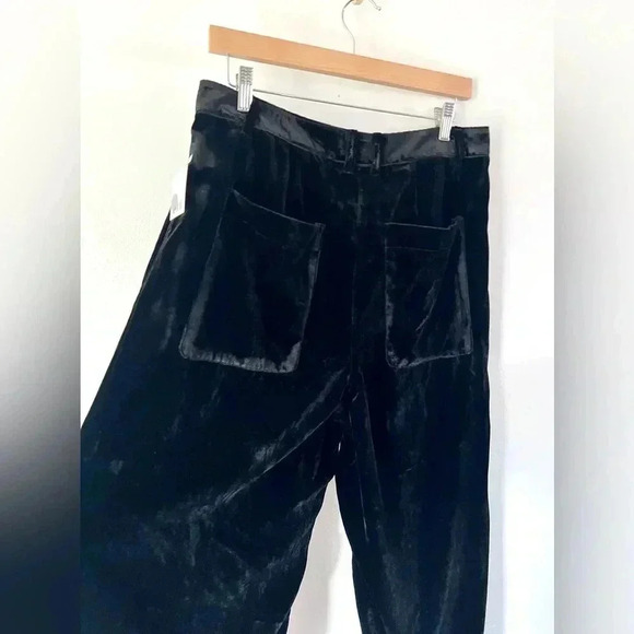 Urban Outfitters BDG Black Velvet Pleated Wide Leg Trousers Pant Size 6, NWT - Picture 9 of 11